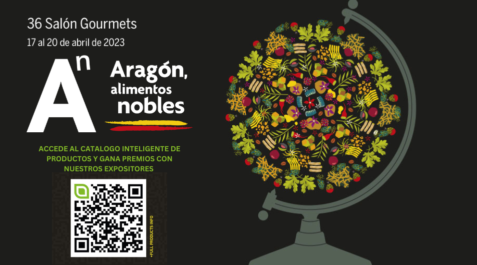 Cartel de Aragón alimentos nobles anunciando el 36 Salón Gourmets en abril de 2023