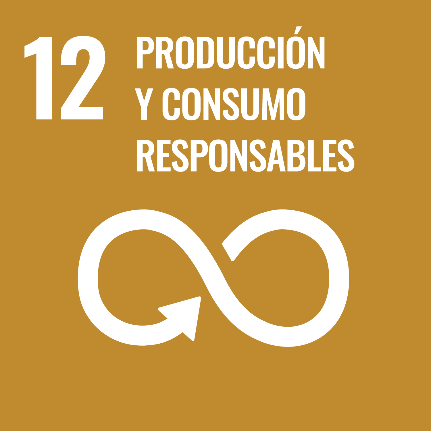 Título "12 Producción y consumo responsables" con fondo khaki