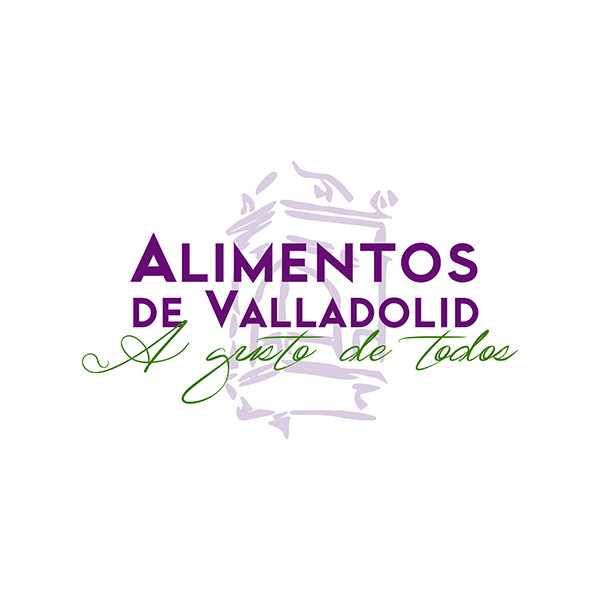 Logo de Alimentos de Valladolid "a gusto de todos" en morado y verde